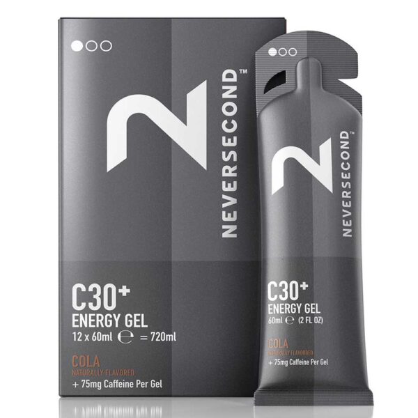 Neversecond C30+ 60ml Cola 12 Unidades Energia Géis Caixa