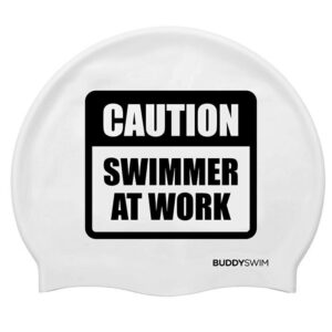 Buddyswim Touca Natação Caution Swimmer At Work Silicone