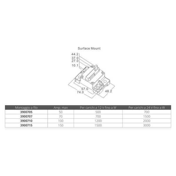 Oem marine Interruptor Térmico 3900705 50A - Imagem 2