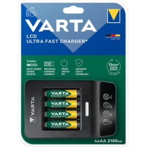 Varta Carregador LCD Ultra Rápido Com 4 2100mAh AA12V 2100mAh AA12V
