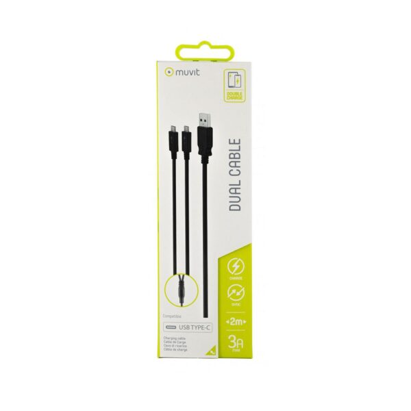 Muvit Cabo USB Para Tipo Duplo C 3A 2 M - Imagem 3