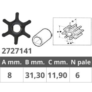 Finnord Jabsco 1411-21411 Yanmar 128176-42071 6 Lâminas Impulsor