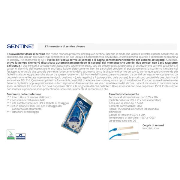 Forniture nautiche italiane Interruptor De Porão Sentinel One Star - Imagem 2