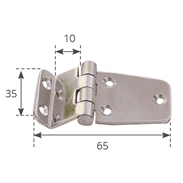 Forniture nautiche italiane Dobradiça Deslocada Em Aço Inoxidável 53x37x2 mm - Imagem 2