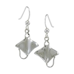 Dive silver Manta Ray Long Hook Earring