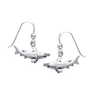 Dive silver Hammerhead Shark Horizontal Long Hook Earring