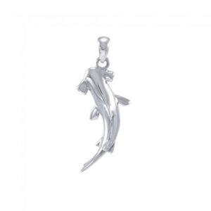 Dive silver Hammerhead Shark Vertical Pendant