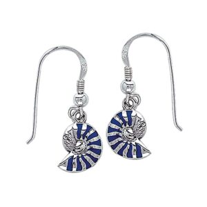 Dive silver Nautilus Shell Long Hook Earring