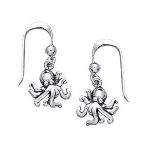 Dive silver Octopus Long Hook Earring