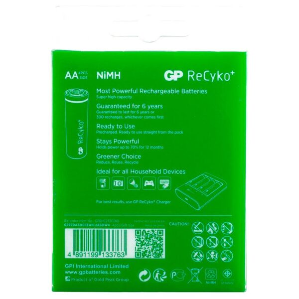 Gp batteries Baterias De Alta Capacidade ReCyko NiMH AA 2600mAh - Imagem 3