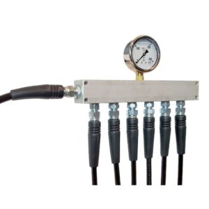 Metalsub Manifold Block With Gauge Coltri Inlet 6 Outlets
