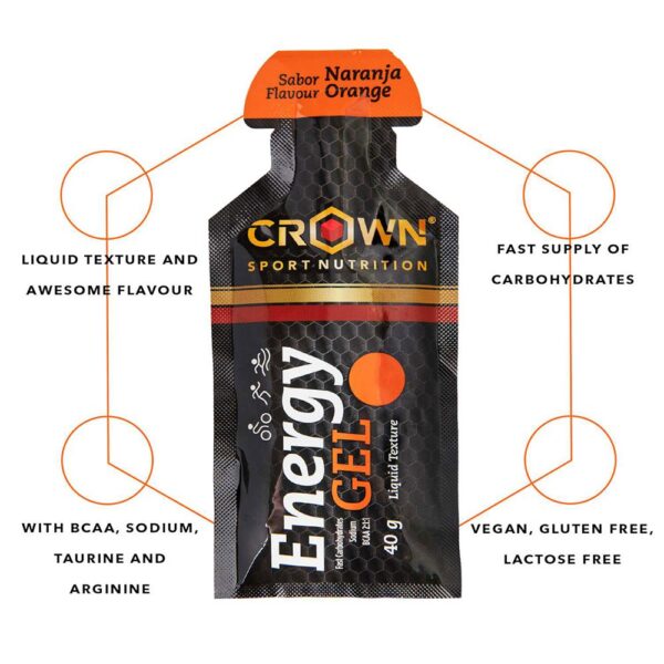 Crown sport nutrition Orange Energy Gels Box 40g 12 Unidades - Image 7
