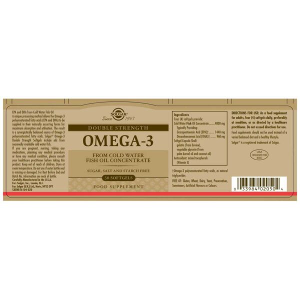 Solgar Omega-3 Double Strength 30 Unidades - Imagem 2