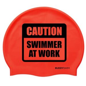 Buddyswim Touca Natação Caution Swimmer At Work Silicone