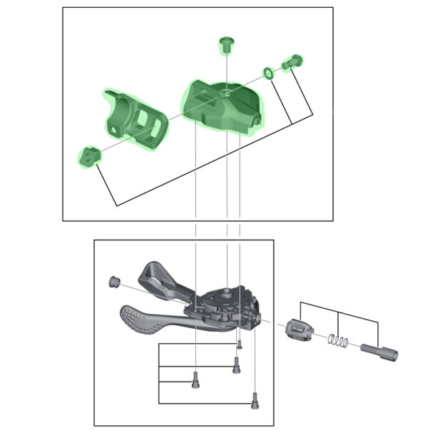 Shimano Housing Cover Complete para SL-M8000-I I-Spec II esquerda - Imagem 2