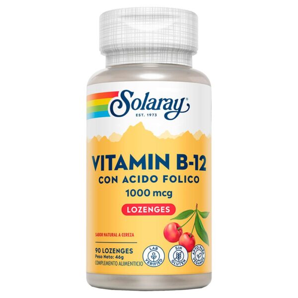 Solaray Vitamina B-12+Ácido Fólico 1000mcgr 90 Unidades