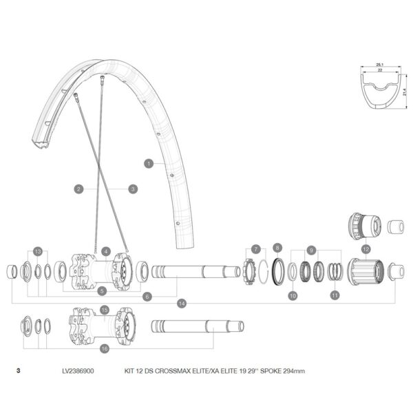 Mavic Raios Traseira Direita Crossmax Elite/XA Elite 29 12 Unidades