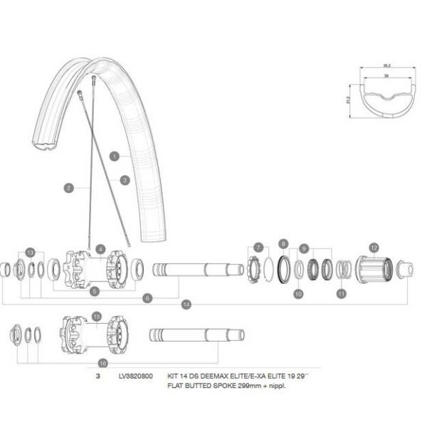 Mavic Traseira Direita Deemax Elite/E-XA Elite 29 2019 14 Unidades Raios