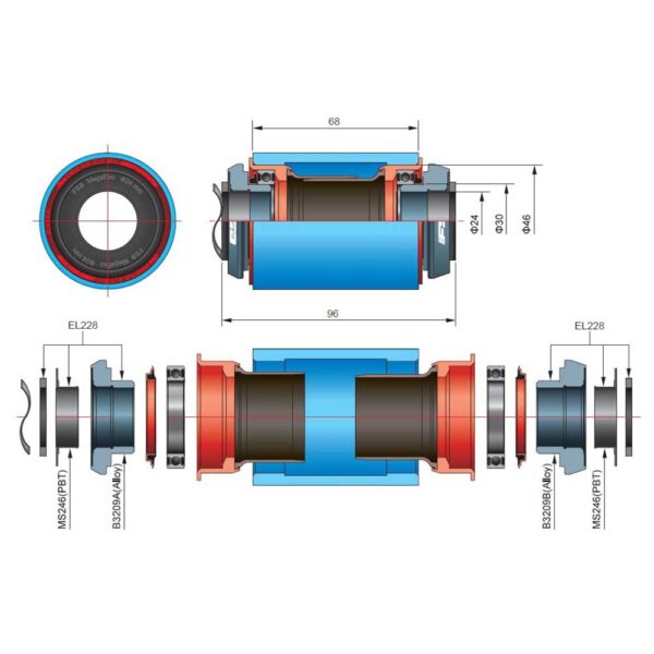 FSA Para MegaExo BB30/PF30 EL228 24 Mm Fundo Suporte - Imagem 2