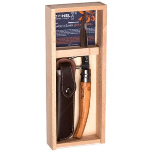 Opinel Madeira De Oliveira Com Caixa De Madeira E Bainha Nº 10 Slim 10 Cm Faca