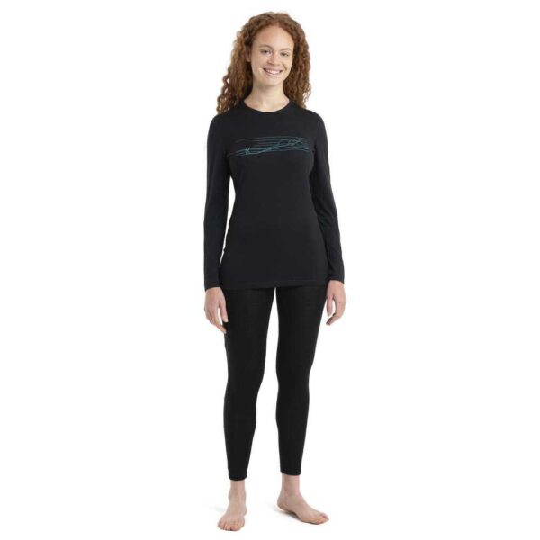 Icebreaker Camisola Interior Manga Comprida 200 Oasis Crewe Ski Stripes Merino - Imagem 6