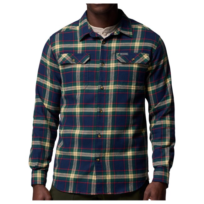 camisa columbia stretch flannel coll navy two