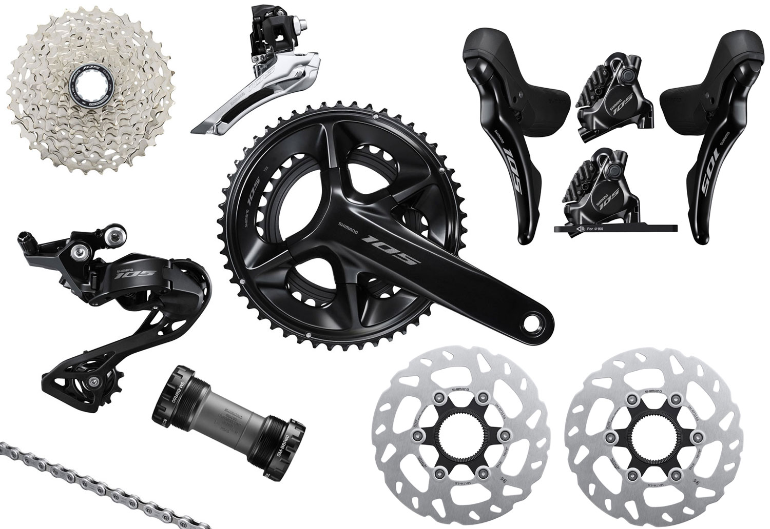 Shimano 105 R7100 2x12-speed Group Disc 140/140mm