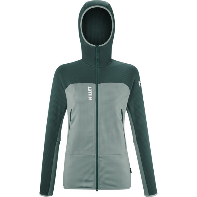 polar millet fusion grid hoodie w seaweed/bottle