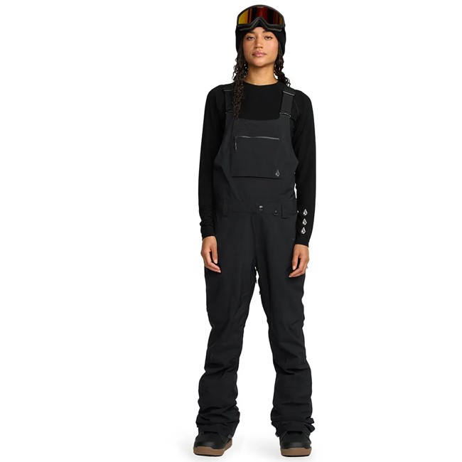 calças volcom ash stretch gore bib overall black