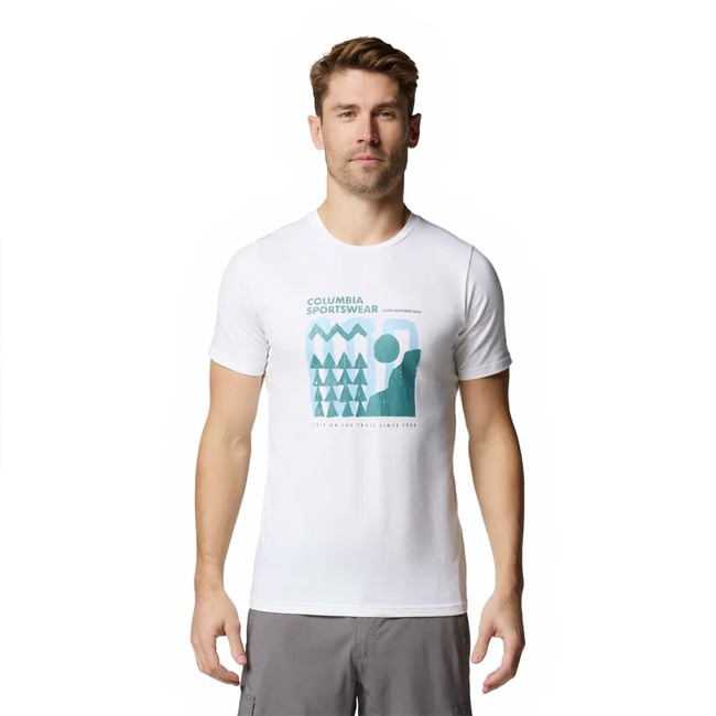 camiseta columbia trek ss graphic tee white, explore o