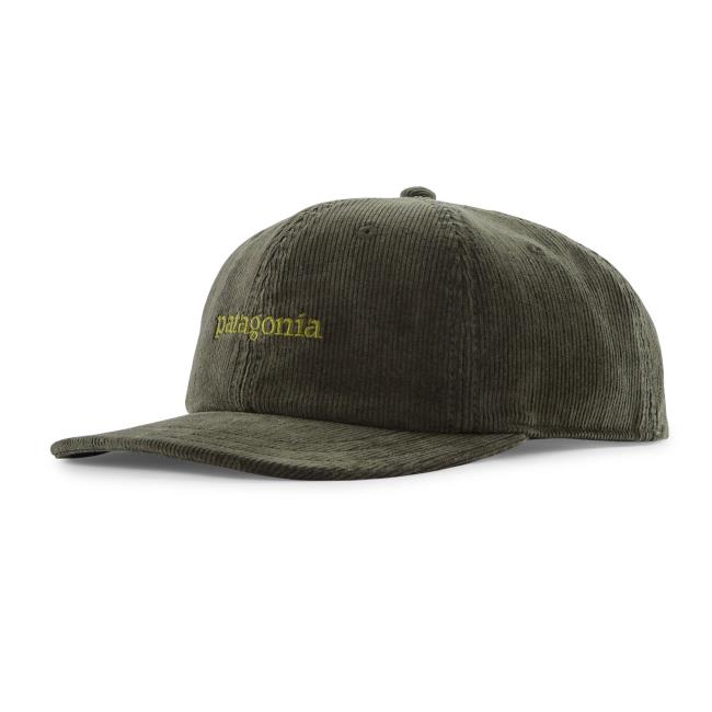 patagonia corduroy cap text logo: old growth green