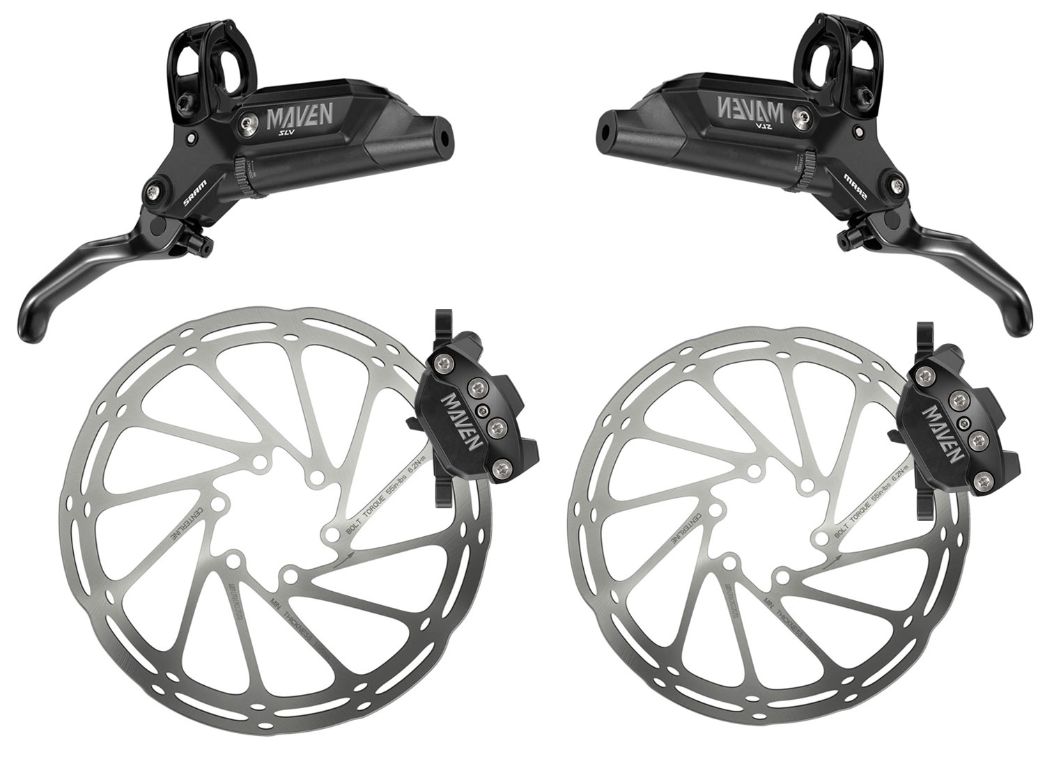 SRAM Maven Silver Stealth Disc Brake Set + CenterLine 180/200mm