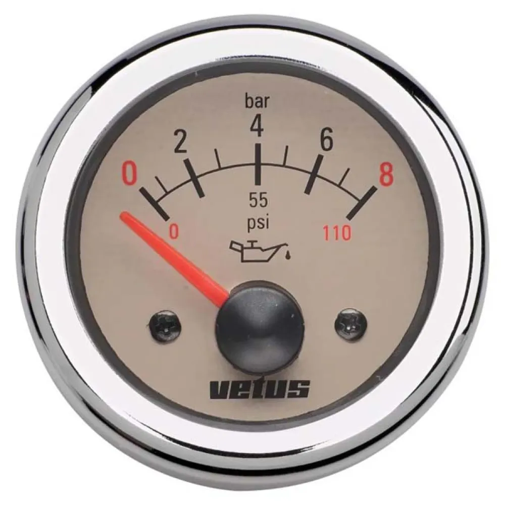 Vetus Manômetro de pressão de óleo 0-8kg/cm2D 52 mm 24V