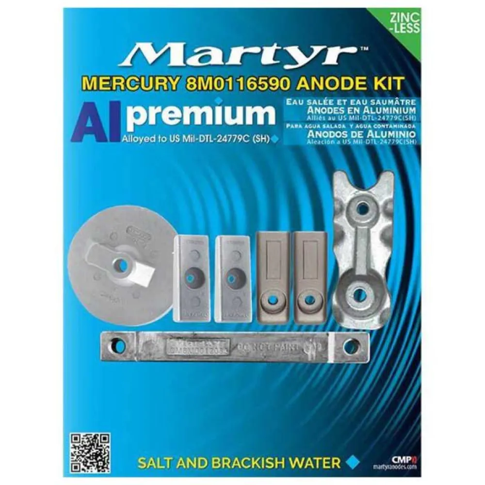 Martyr anodes Conjunto de ânodos Mercury Verado L6 350 HP Alumínio