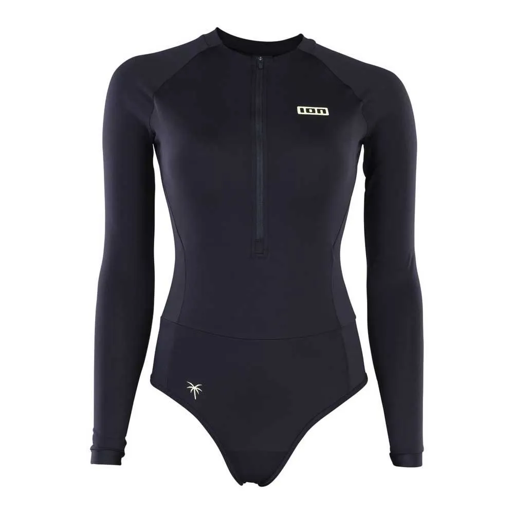 ION Camisola rashguard feminina de manga comprida com meio fecho éclair